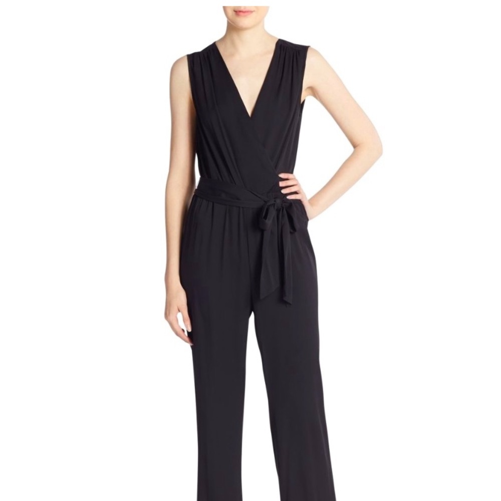 DVF black crepe, belted jumpsuit Size 8